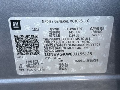 2018 Chevrolet Traverse LT Cloth w/1LT