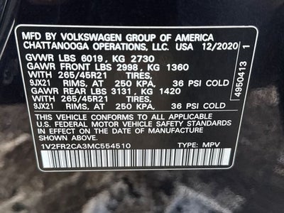2021 Volkswagen Atlas 3.6L V6 SEL Premium R-Line