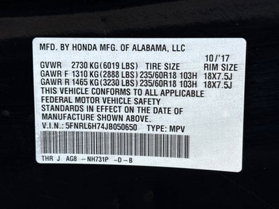 2018 Honda Odyssey EX-L w/Navigation and Rear Entertainment System