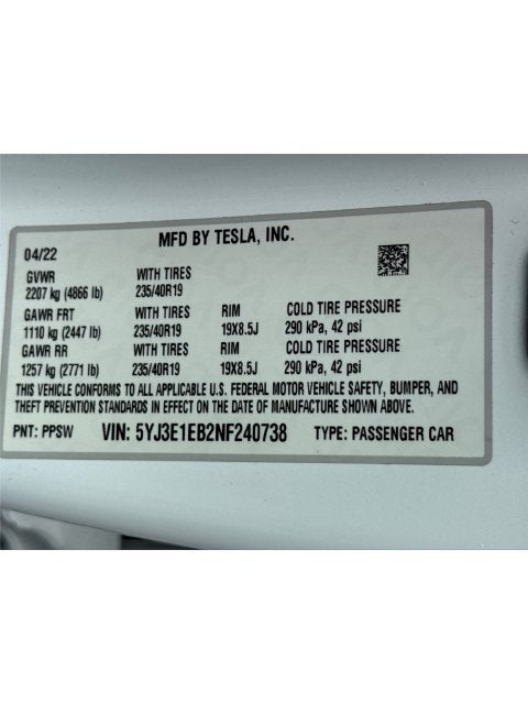 2022 Tesla Model 3 Long Range