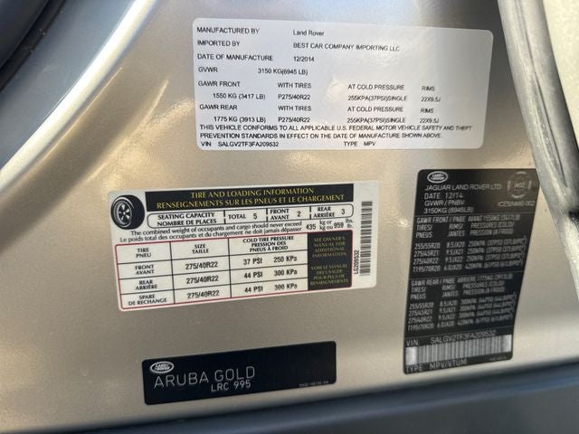 2015 Land Rover Range Rover 5.0L V8 Supercharged Autobiography