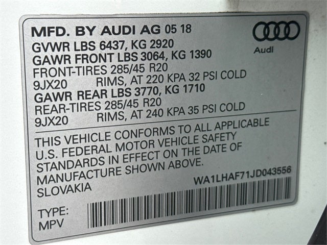 2018 Audi Q7 2.0T Premium Plus quattro